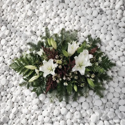 White Lily Funeral Sympathy Arrangement