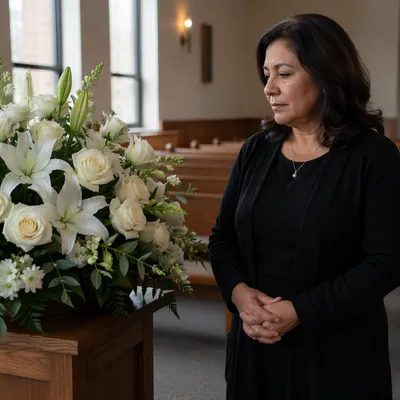 White Lily Sympathy Arrangement in Chapel