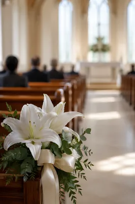 White Lily Sympathy Arrangement in Chapel
