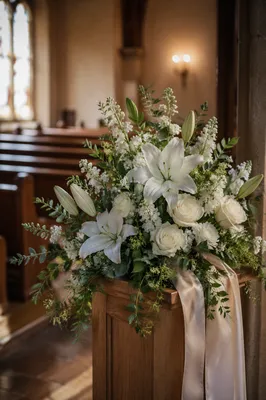 White Lily Sympathy Arrangement in Church