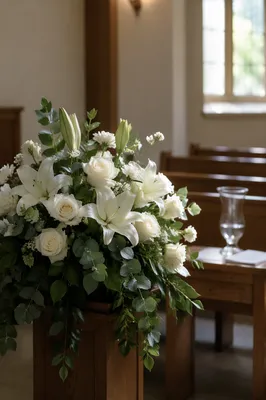 White Lily Funeral Arrangement in Chapel