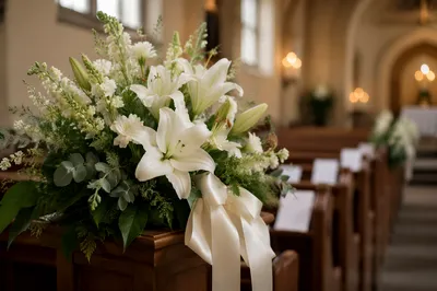 White Lily Sympathy Arrangement in Chapel