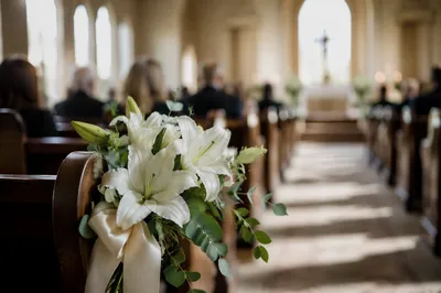 White Lily Sympathy Arrangement in Chapel