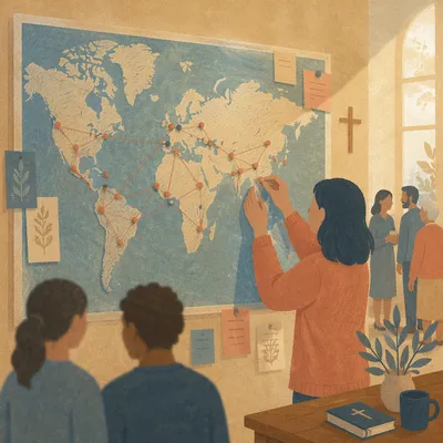 Church Mission Map with Prayer Pins