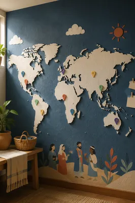 Global Mission Map on Church Wall
