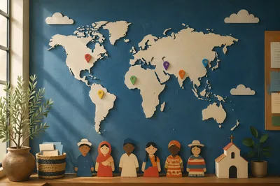 Global Mission Map on Church Wall