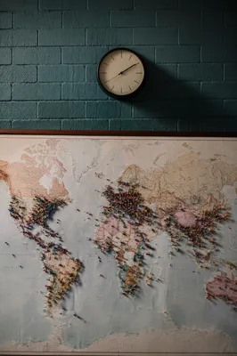 Global Mission Map with Church Wall Clock