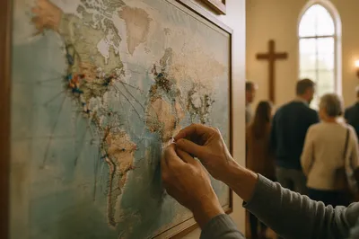 Church Mission Map with Prayer Pins