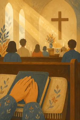 Golden Morning Rays in Wooden Chapel