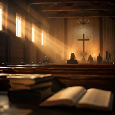 Golden Light Rays in Quiet Chapel