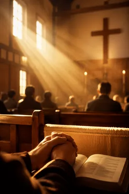 Golden Morning Light in Wooden Chapel