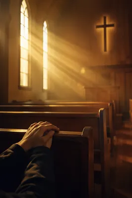 Golden Morning Light in Wooden Chapel