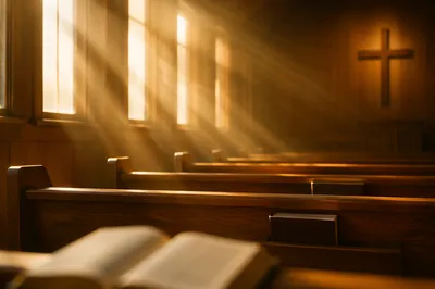 Golden Chapel Light Rays Background