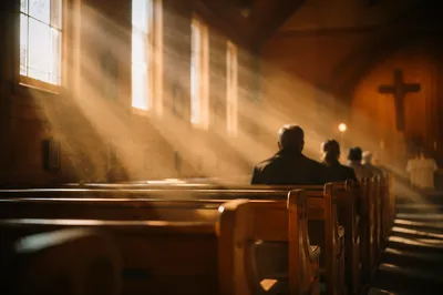 Golden Chapel Light Rays Background