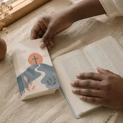 Hands Preparing Gospel Tracts for Outreach