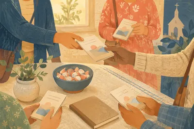 Welcoming Hands Sharing Gospel Pamphlets