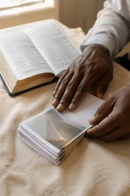 Hands Preparing Gospel Tracts for Outreach