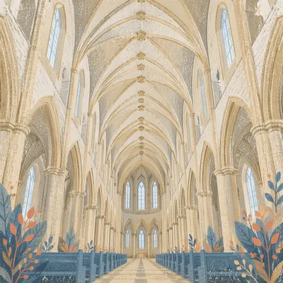 Soaring Gothic Church Nave Ceiling