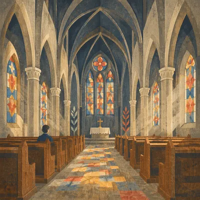 Gothic Church Nave in Morning Light