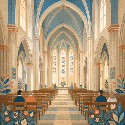Gothic Church Nave with Soaring Vaults