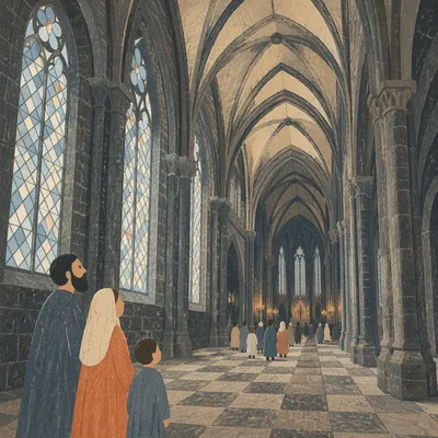 Soaring Gothic Church Nave Interior