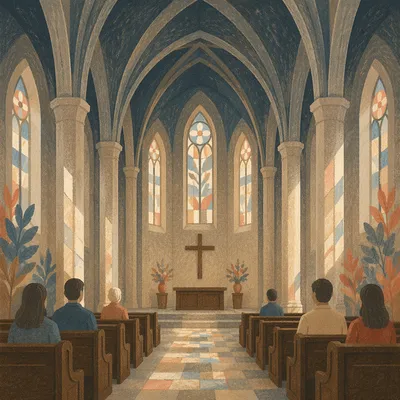 Gothic Church Interior With Soaring Vaults