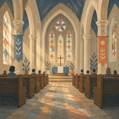 Gothic Church Interior With Soaring Vaults