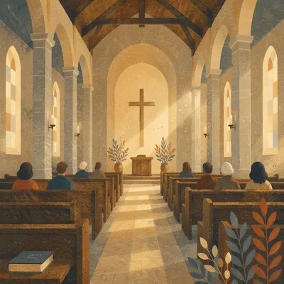 Gothic Church Interior in Morning Light