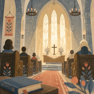 Gothic Church Interior in Morning Light