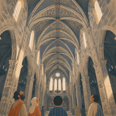 Gothic Church Vaulted Ceiling Interior