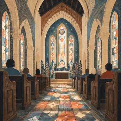 Gothic Church Interior With Vaulted Morning Light