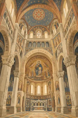 Gothic Church Nave With Vaulted Ceiling