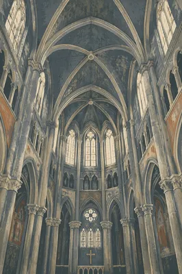 Gothic Church Vaulted Ceiling Interior