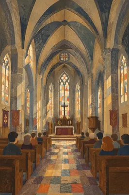 Gothic Church Nave With Soaring Vaults