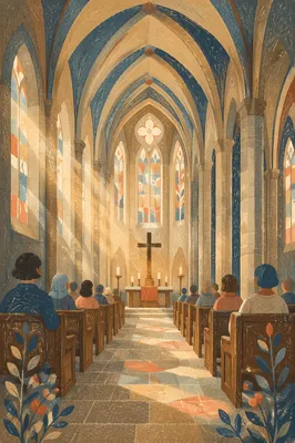 Gothic Church Nave With Vaulted Ceiling