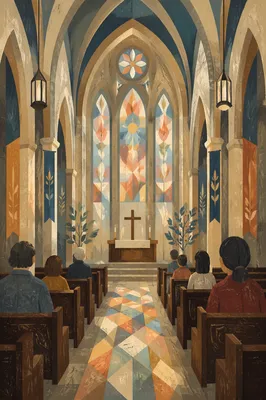 Gothic Church Interior with Soaring Vaults