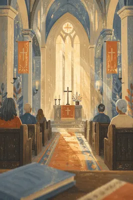 Gothic Church Interior with Morning Light