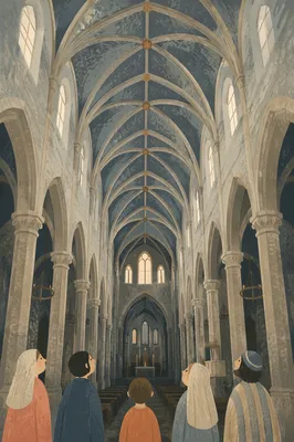Gothic Church Vaulted Ceiling Interior