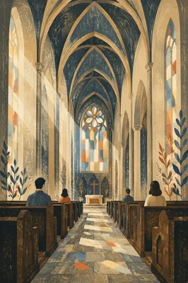 Gothic Church High Ceiling Morning Light
