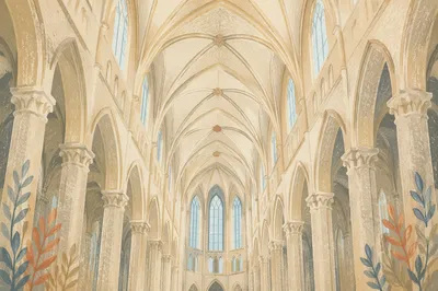 Gothic Church Nave with Soaring Vaults