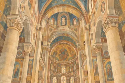 Gothic Church Vaulted Ceiling Interior