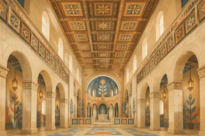 Grand Gothic Church Ceiling Interior View