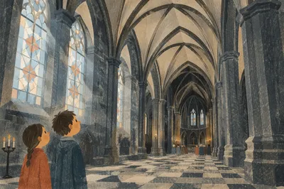 Soaring Gothic Church Nave Interior