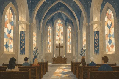 Gothic Church High Ceiling Worship Interior