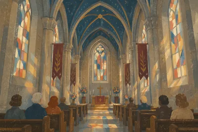 Gothic Church Nave With Vaulted Ceiling
