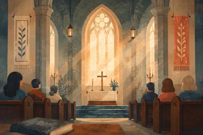Gothic Church Interior in Morning Light