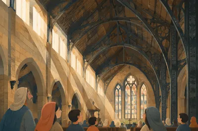 Gothic Church Ceiling With Sacred Daylight