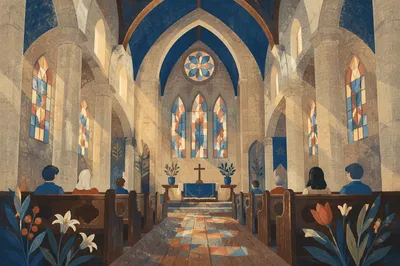 Gothic Church Sanctuary With Soaring Vaults