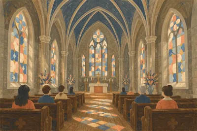 Gothic Church Sanctuary With Soaring Vaults