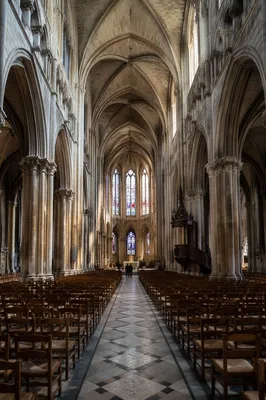 Gothic Church Nave with Soaring Vaults